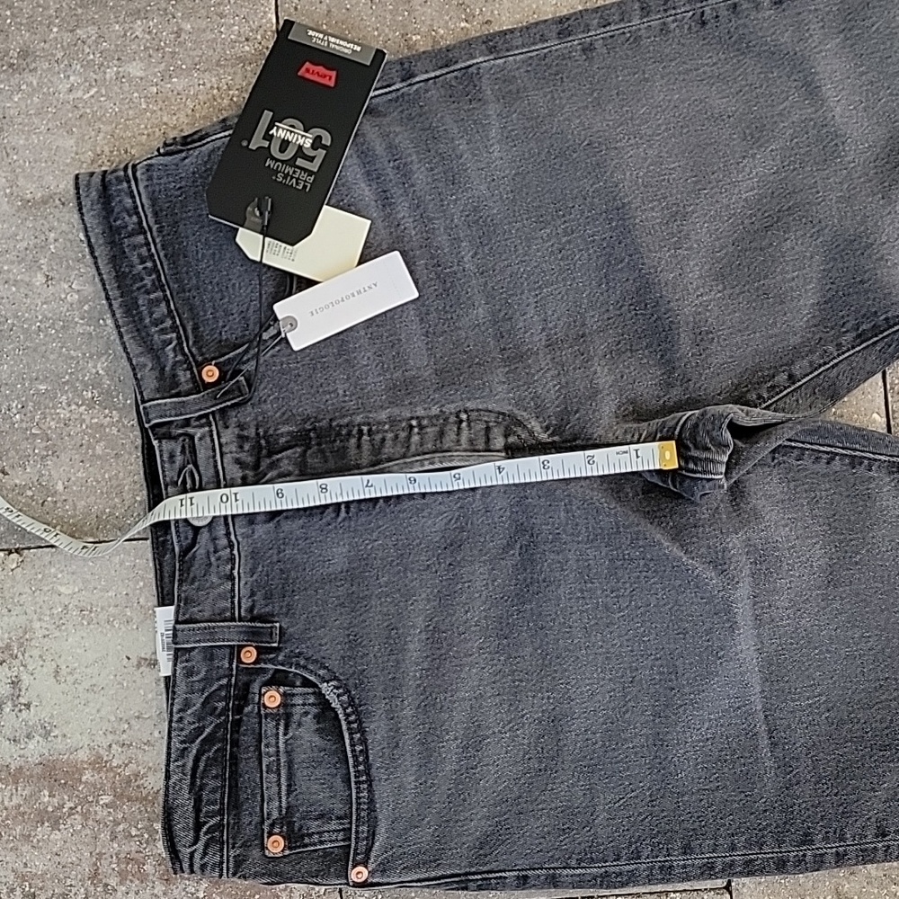 Levis 501 Skinny High-Rise Jeans Sz 31 Charcoal - Picture 8 of 10